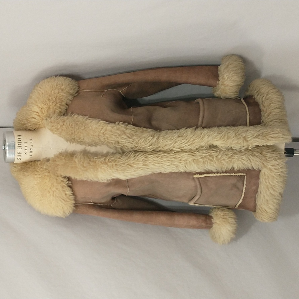 Vintage Shearling Leather Midi Car Coat Wool Fur Penny Lane Jacket SeeMeasurem
